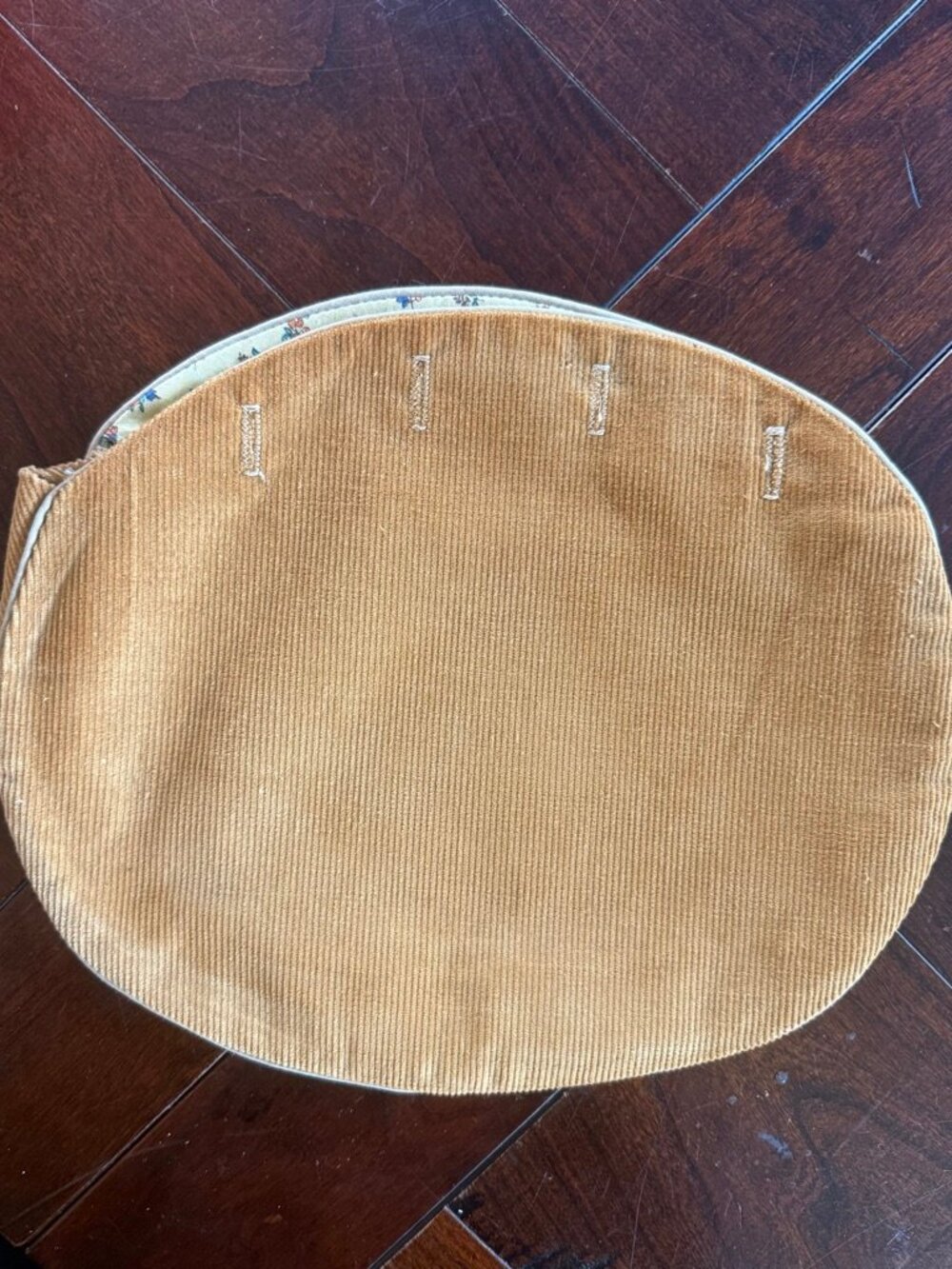 Vintage Handmade Bermuda Bag Cover Brown Tan Corduroy Floral Lined Interior